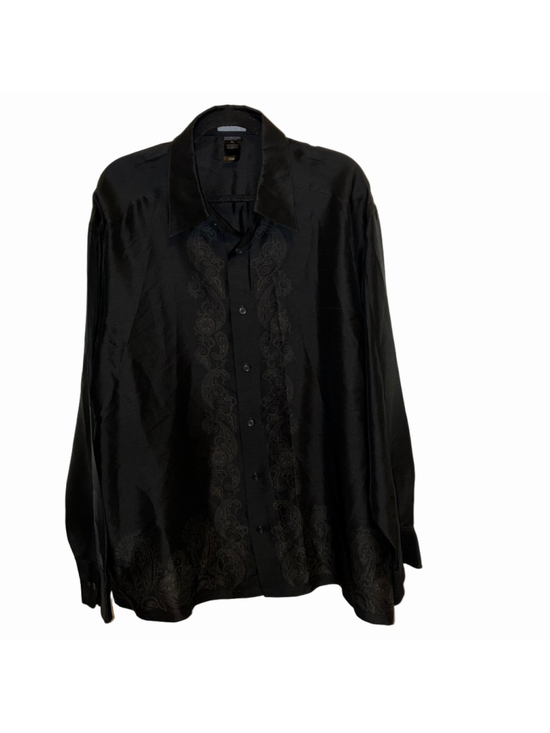 Claiborne Other - Claiborne 100% Silk Button Down Shirt XL Black Grey Paisley